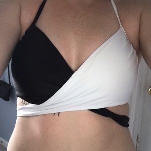 Black and white swim top